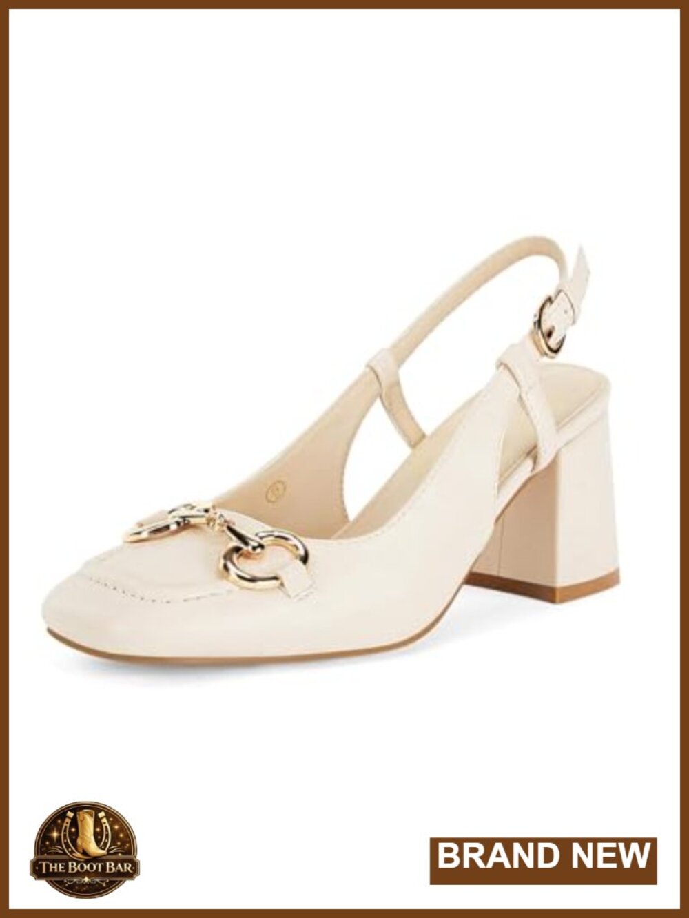 Faux Leather Slingback Block Heels Square Toe Pumps Buckle Strap Work Shoes